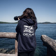Load image into Gallery viewer, Orcalab Spectrogram Unisex Navy Organic Cotton Fleece Hoodie
