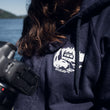 Load image into Gallery viewer, Orcalab Spectrogram Unisex Navy Organic Cotton Fleece Hoodie