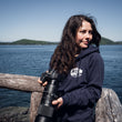 Load image into Gallery viewer, Orcalab Spectrogram Unisex Navy Organic Cotton Fleece Hoodie