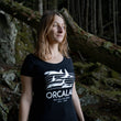 Load image into Gallery viewer, Orcalab Spectrogram Ladies Scoop Black Tee