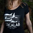 Load image into Gallery viewer, Orcalab Spectrogram Ladies Scoop Black Tee