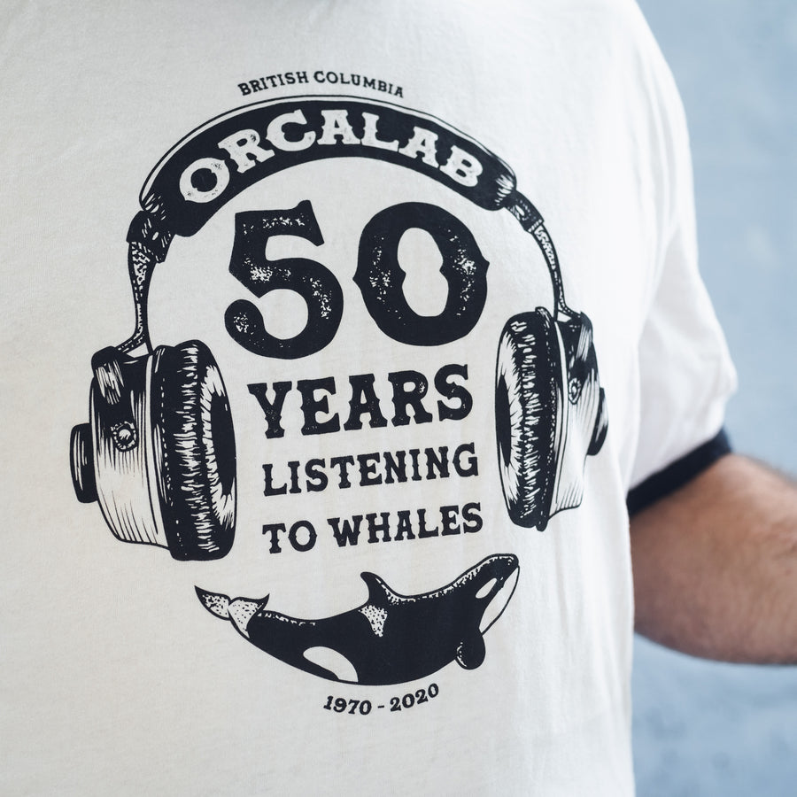Orcalab 50 Years Listening to Whales Unisex Ringer Tee