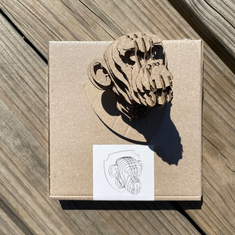 Project Chimps Chimpanzee 3D Cardboard Puzzle - Fridge Magnet