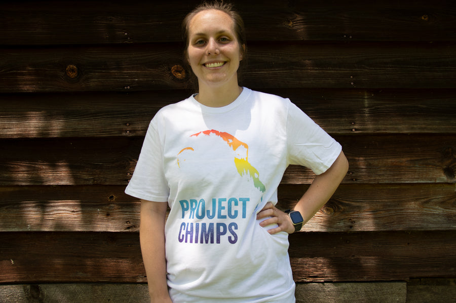 Project Chimps Rainbow Logo Unisex White Tee